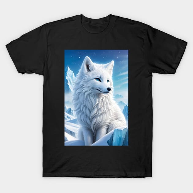 Beautiful arctic fox in snow T-Shirt by Spaceboyishere